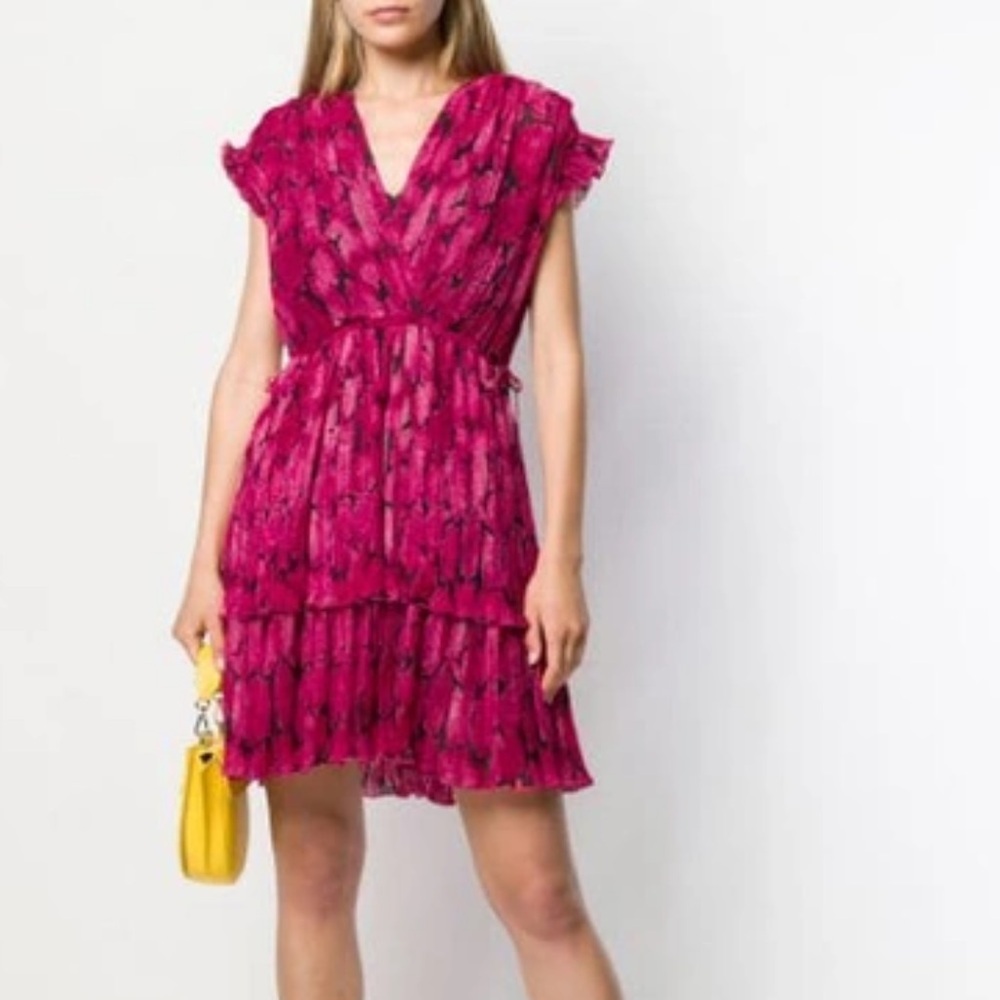 Kenzo Paris Peonie Crepe Tiered Flare Dress Size Medium - Picture 2 of 12